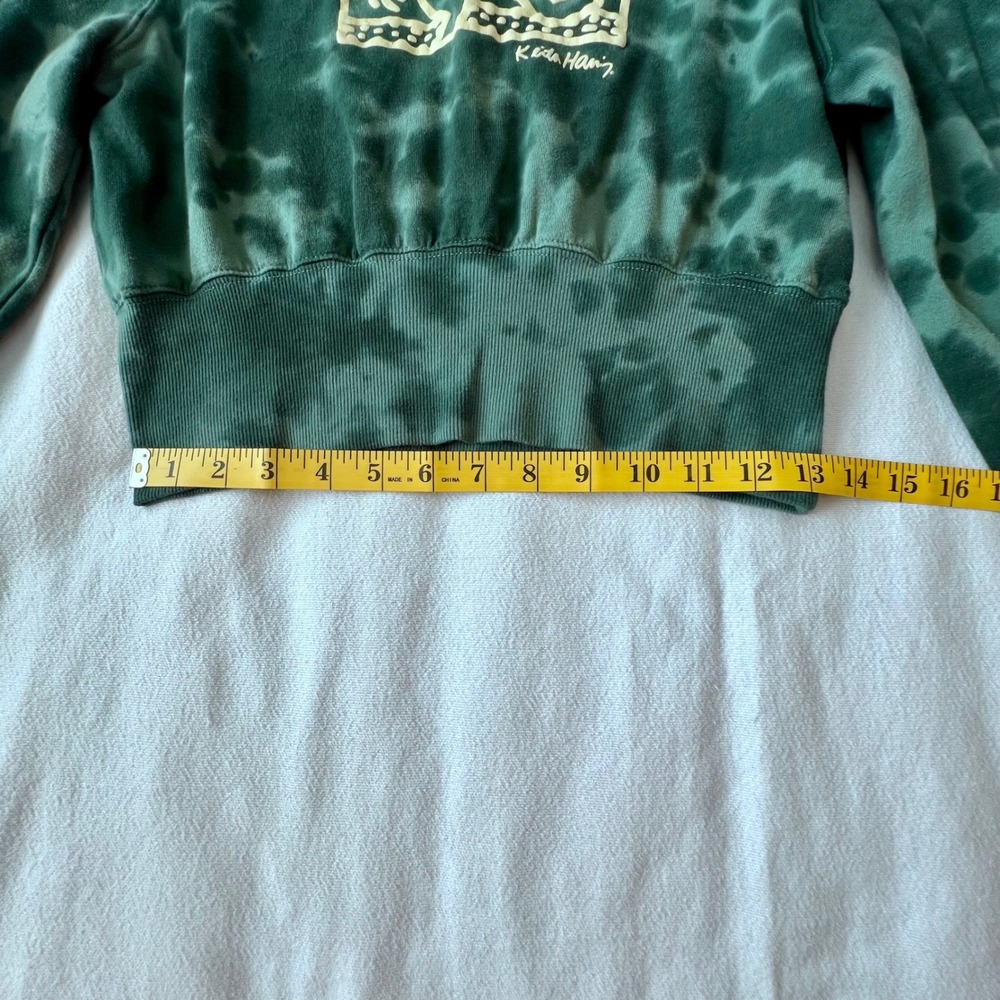 Keith Haring Green Tie Dye Graphic Sweatshirt Cropped Crewneck Large - Picture 5 of 8